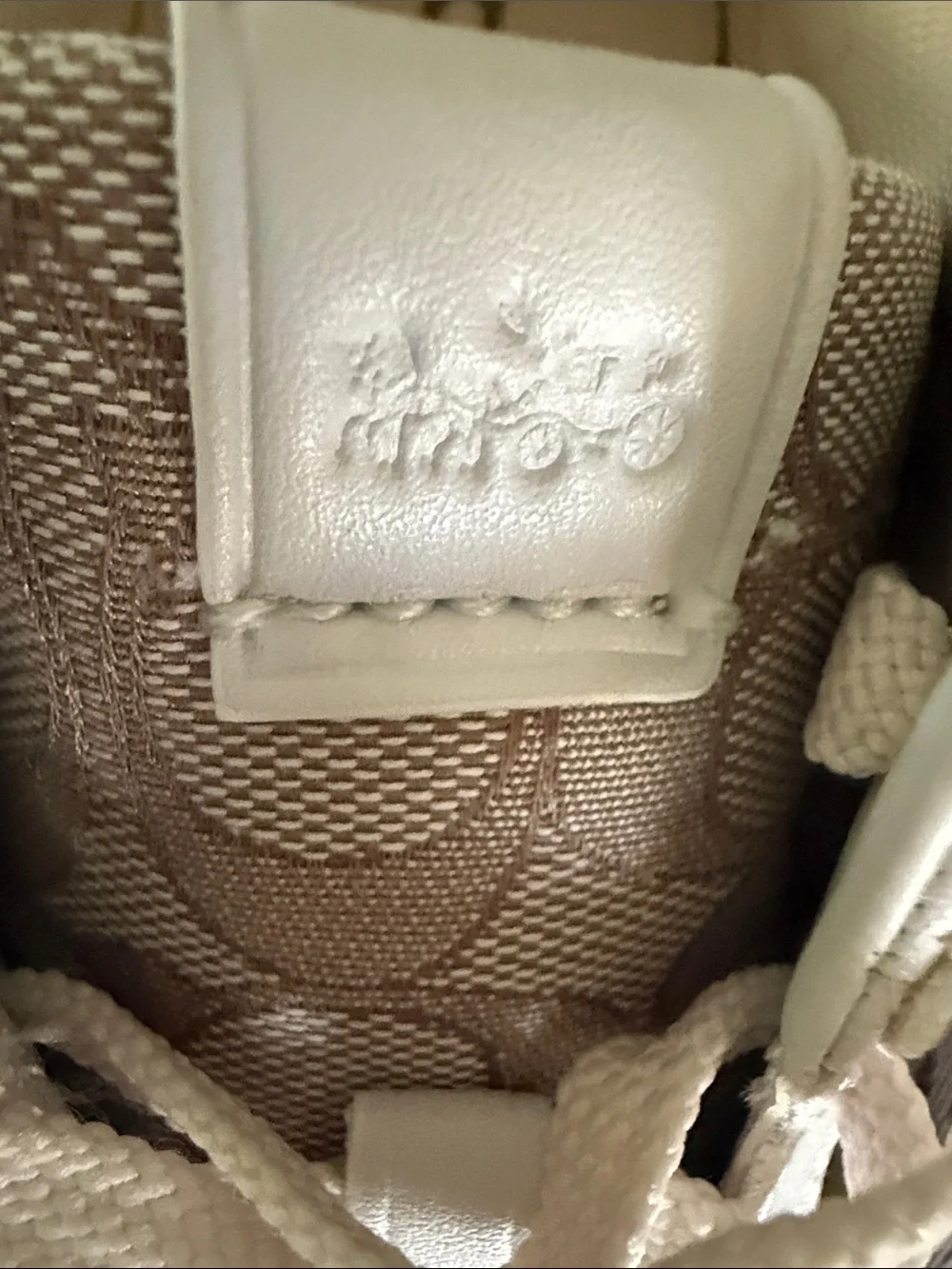 Coach Kids Logo-Print Sneakers in Beige and Cream